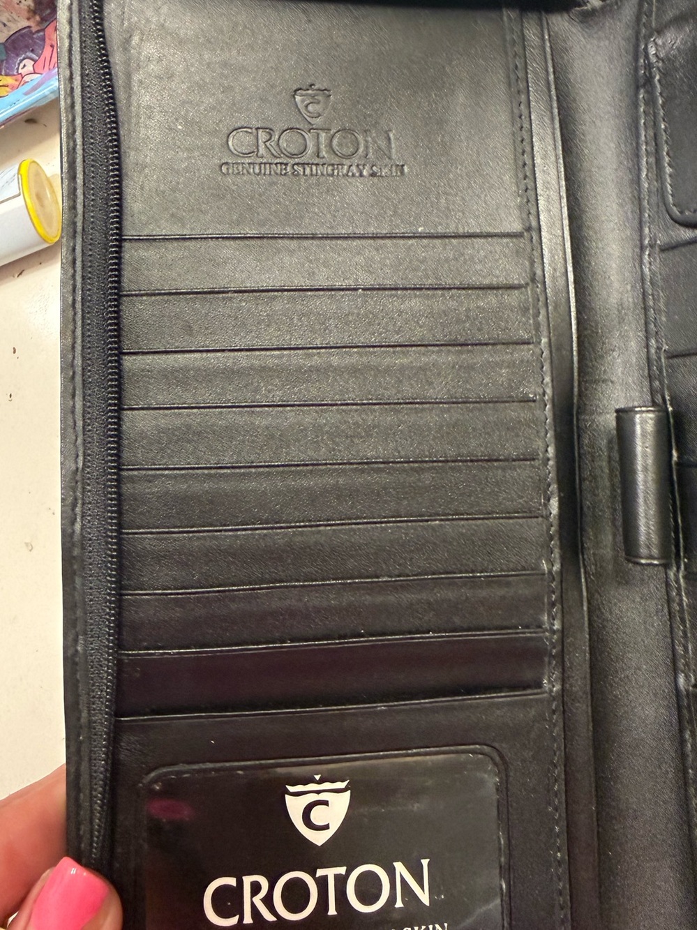 Croton Black Wallet with White Logo Accent - Picture 5 of 9